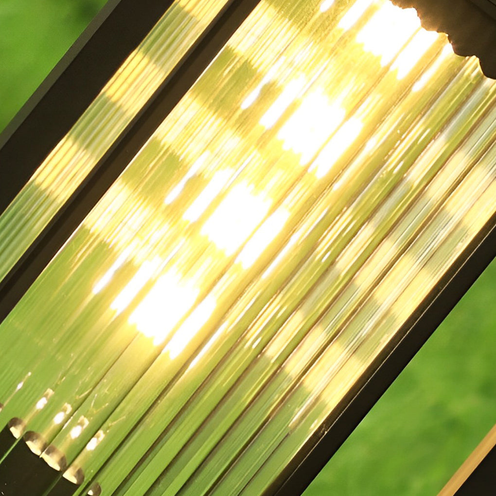 Square Black Solar Pathway Lights with Ribbed Glass & Aluminum