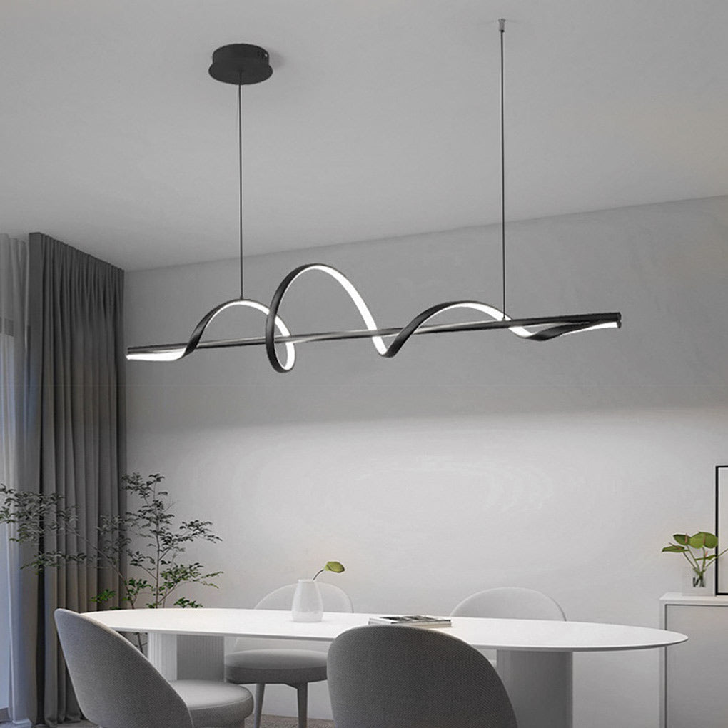 Wavy Rotating Ring LED Pendant Light with Dimming - Modern Nordic