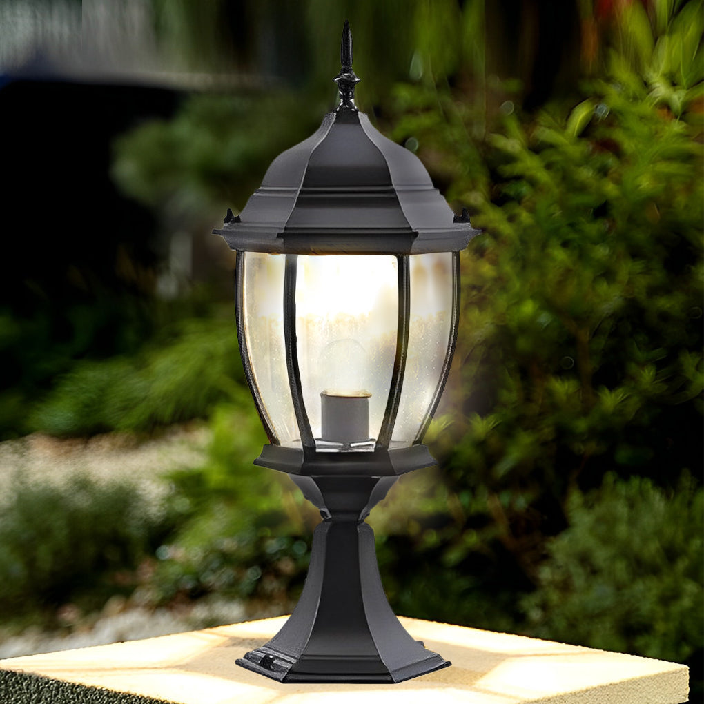 Modern Black Solar Outdoor Post Light with Remote Control