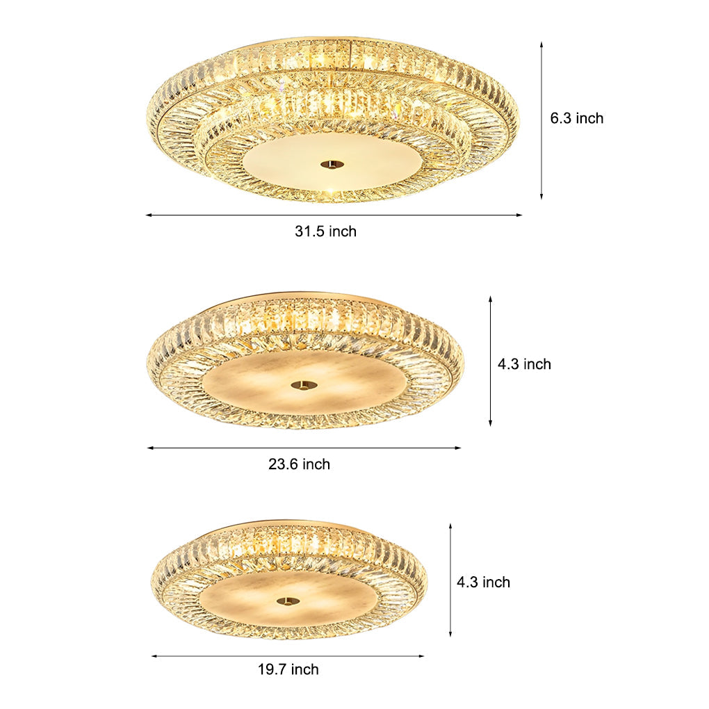 Crystal Glass Flush Mount Ceiling Light with 3-Step Dimming