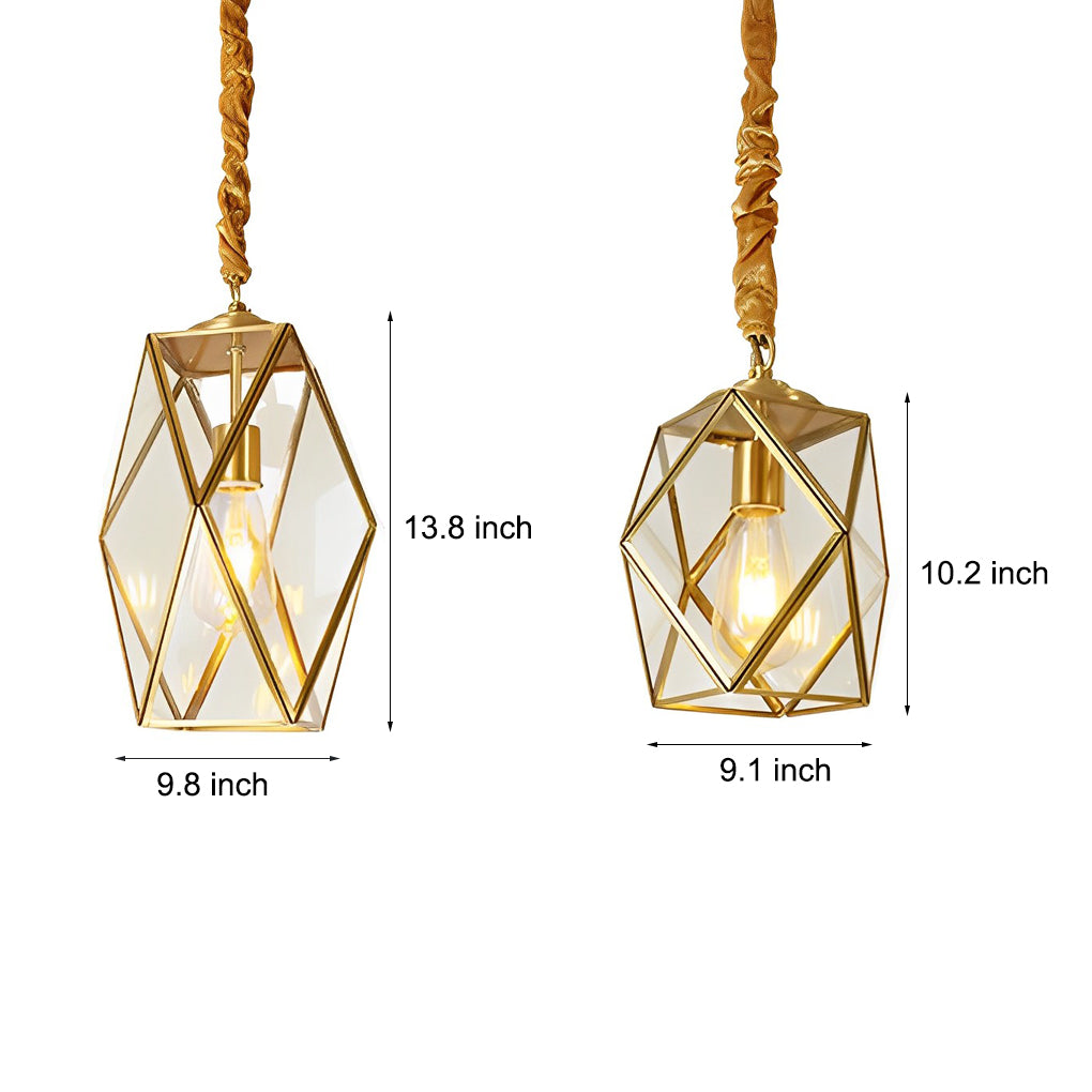 Industrial Glass Pendant Light with Copper Finish