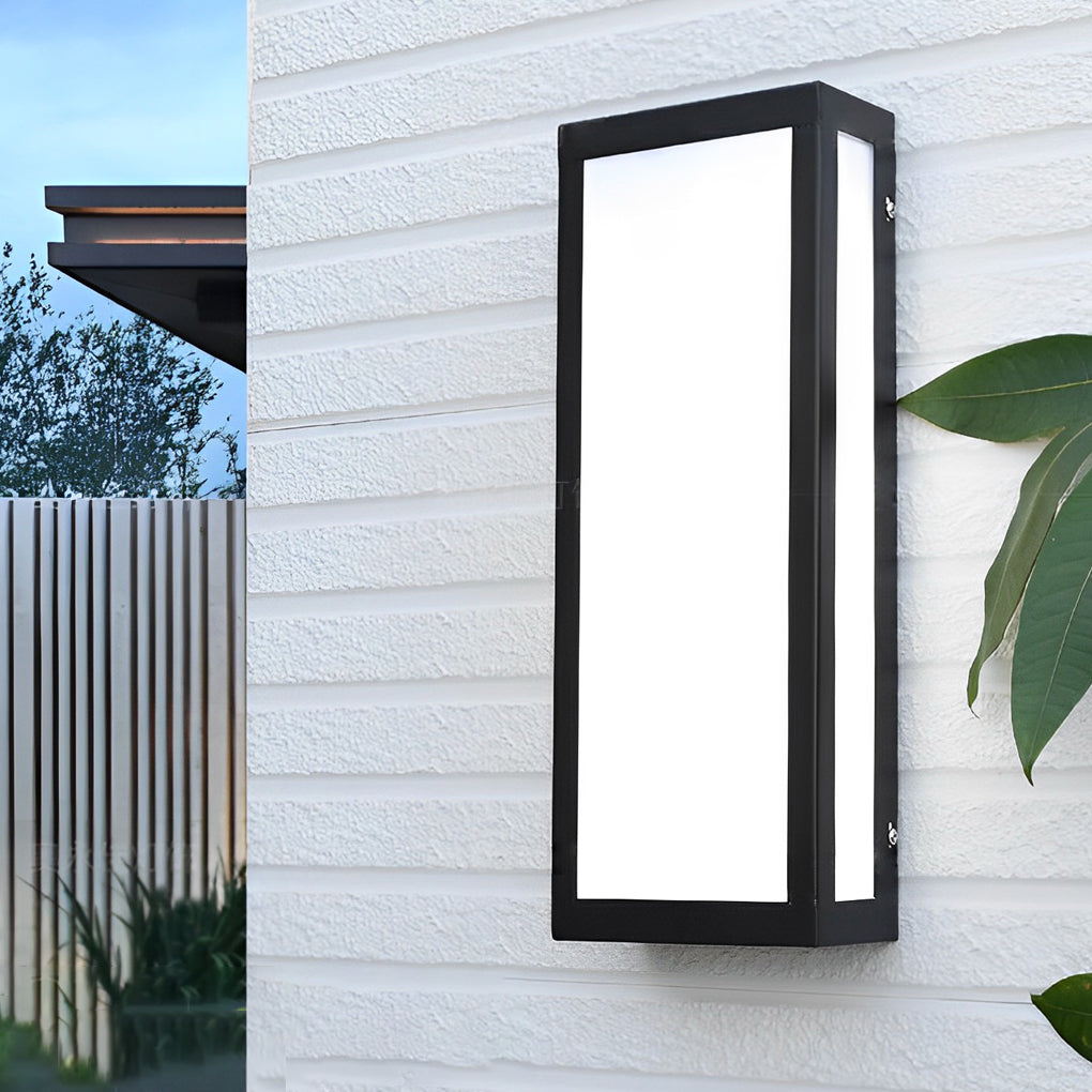 Modern Rectangular LED Outdoor Wall Lamp - Matte Black