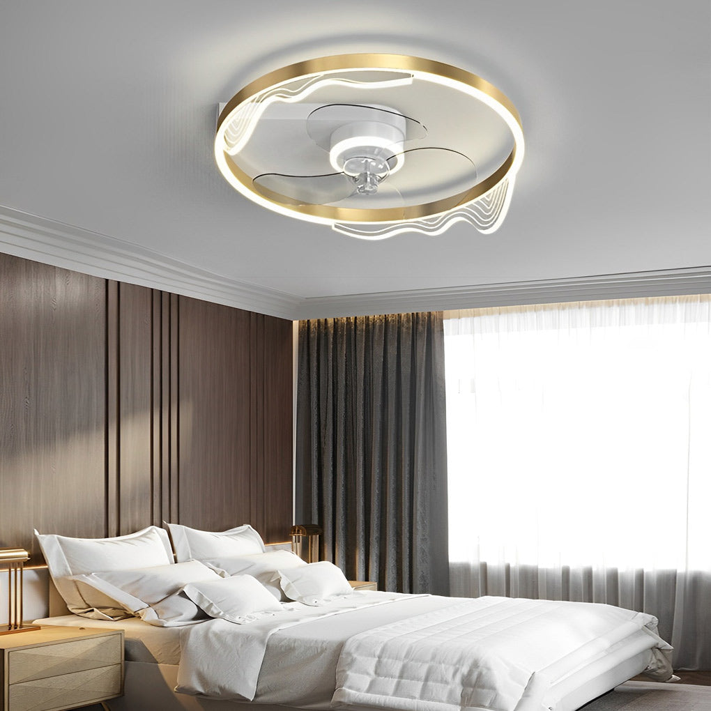 Modern Bladeless Ceiling Fan with LED Light - Silent Smart Control