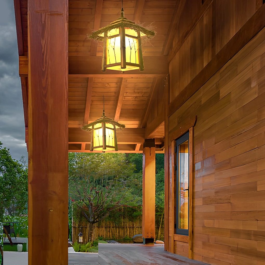 Bamboo Branch Pattern Lantern Outdoor Hanging & Post Light
