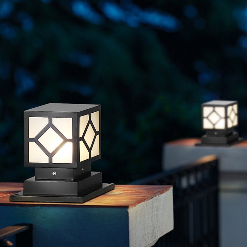 Modern Black LED Outdoor Post Light - Stainless Steel Waterproof