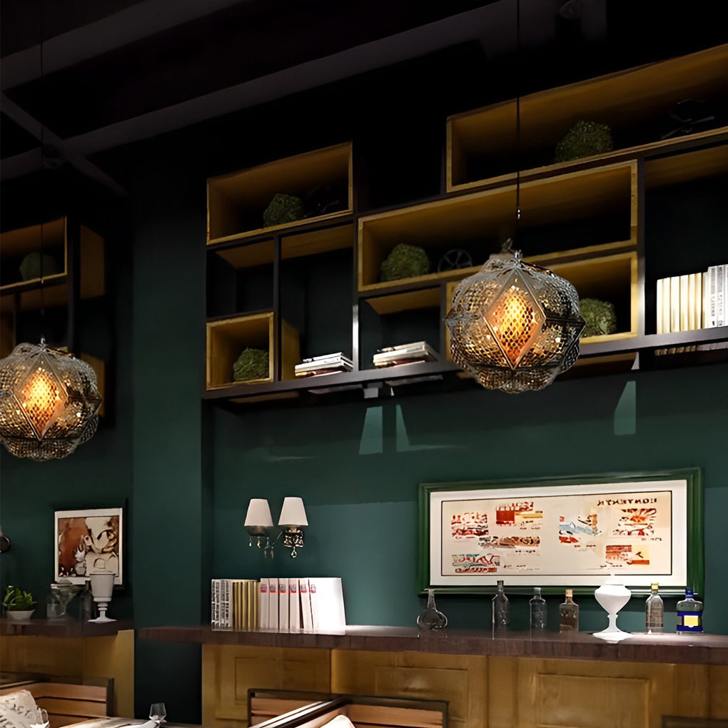 3D Geometric Stainless Steel Pendant Light - Modern Spherical Design