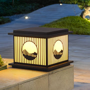 Modern Solar LED Pillar Lamp with Mountain Scenery Design