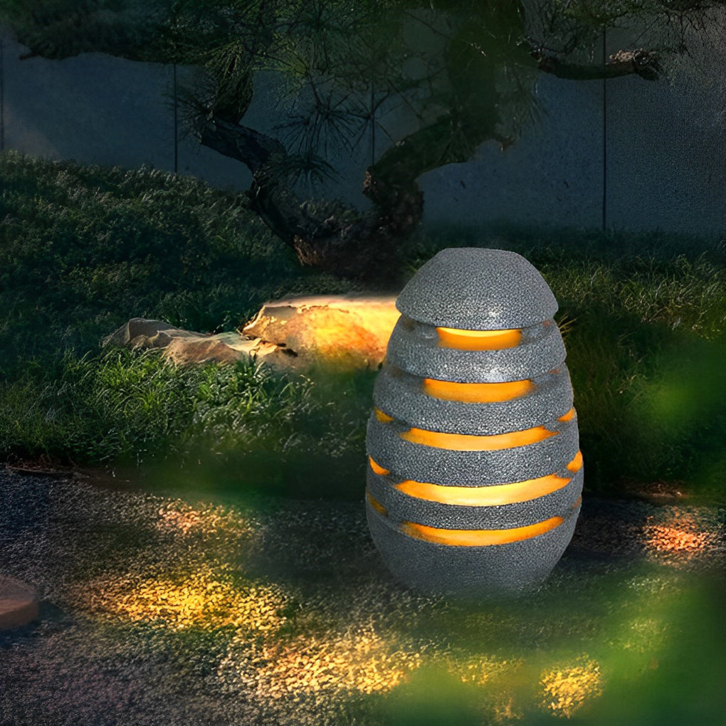 Egg-Shaped Resin LED Lawn Light - Modern Waterproof Outdoor Lighting