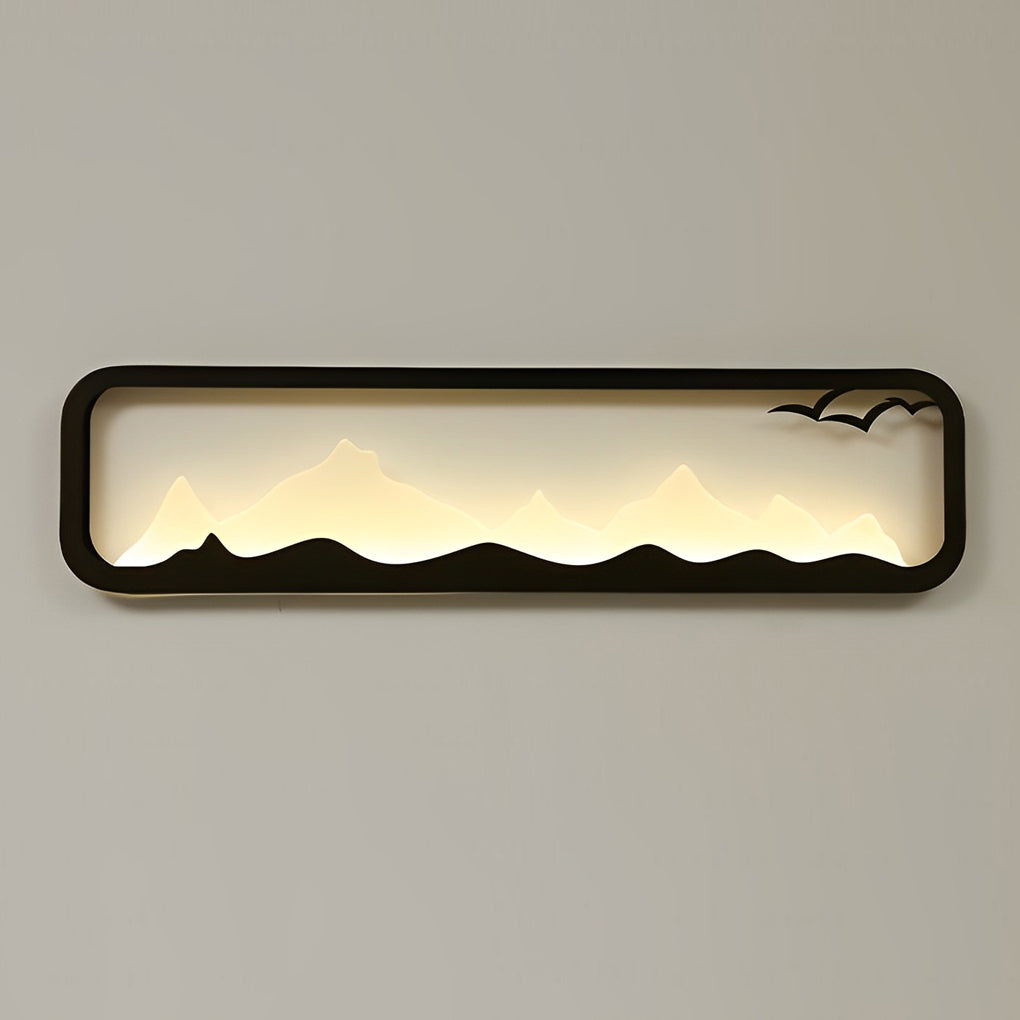 Mountain Scenery LED Outdoor Wall Lamp - Industrial Black Iron