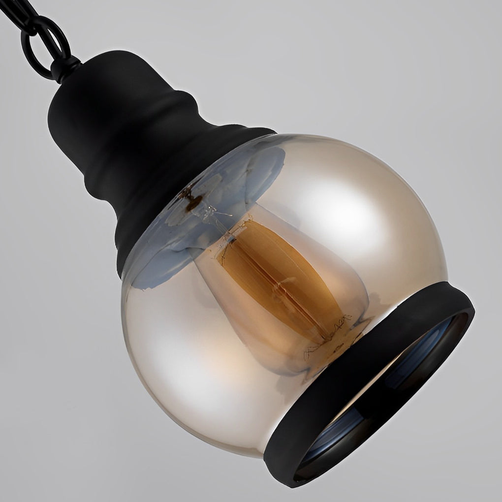 Amber Glass Lantern Pendant Light Industrial Vintage Hanging Lamp