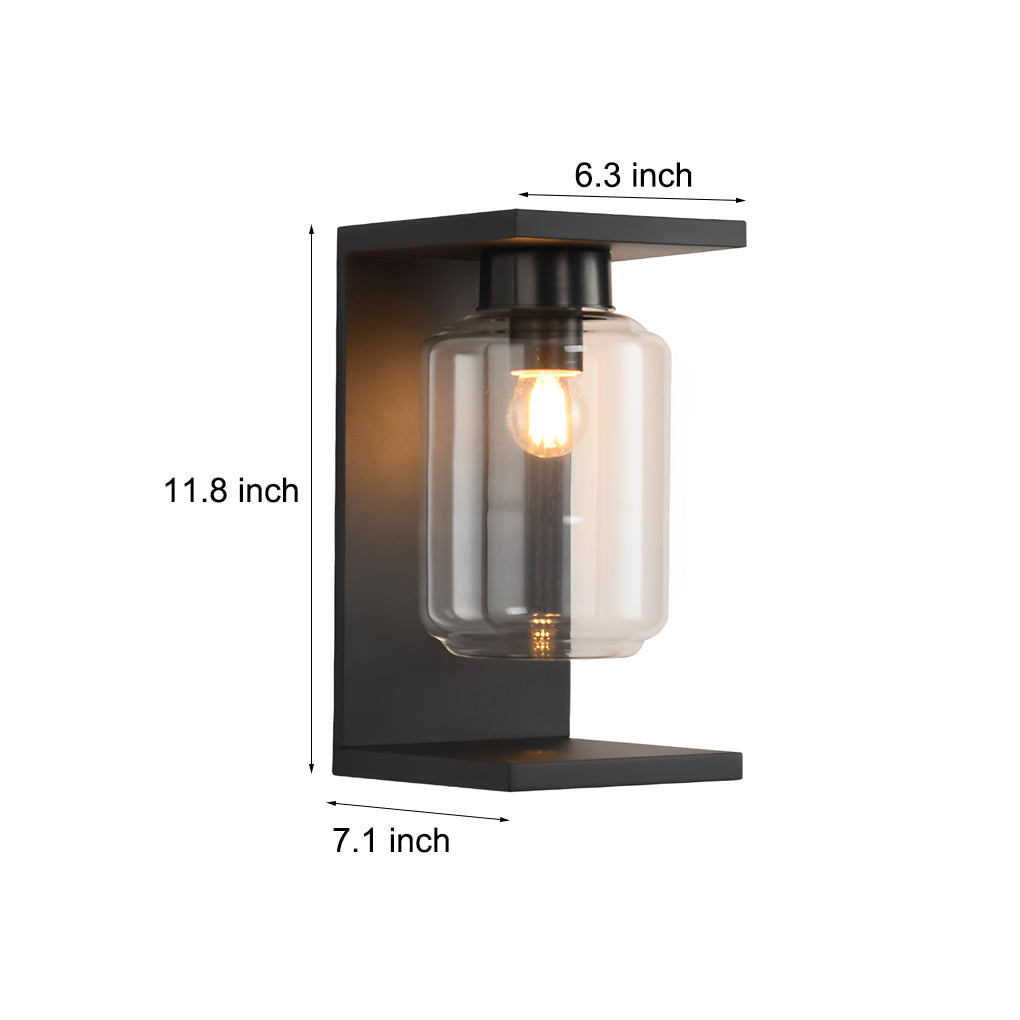 Modern Black Glass Solar LED Outdoor Wall Light with Remote