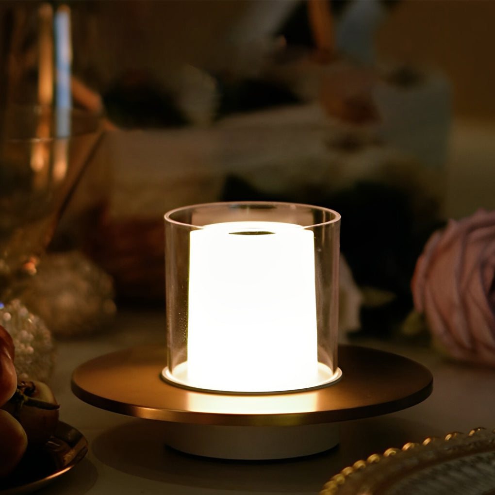 Cordless Cylinder Candle Table Lamp with Touch Dimming Control