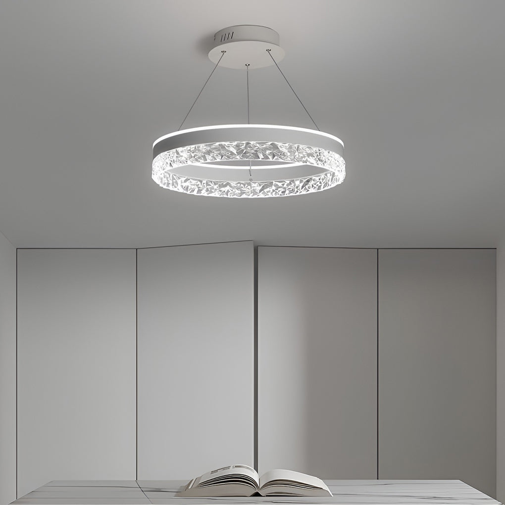 Modern Circular Ring LED Chandelier with Three-Step Dimming
