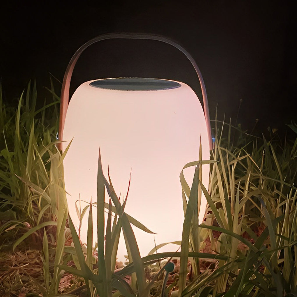 Solar LED Outdoor Lantern with Wood Grain Finish & Portable Handle