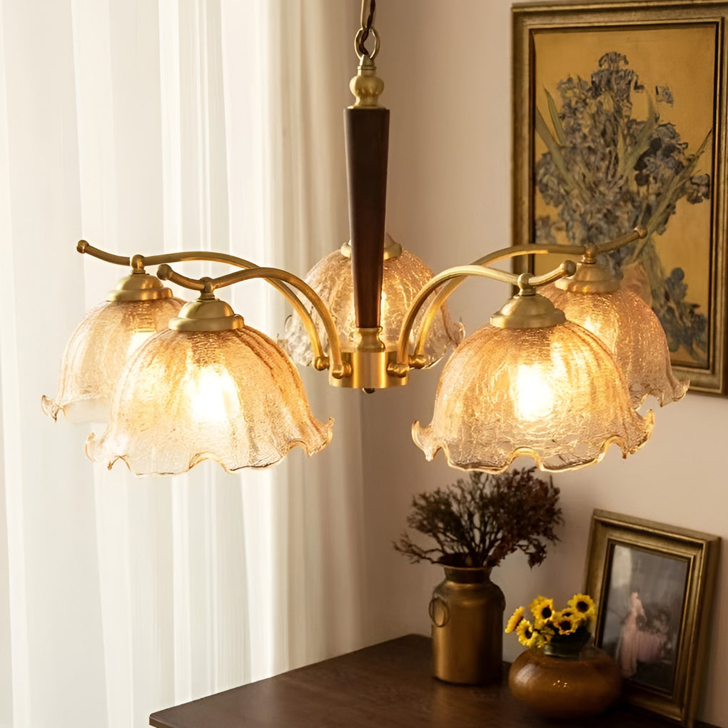 Cracked Glass Chandelier 3-Light Vintage Pendant Ceiling Lamp