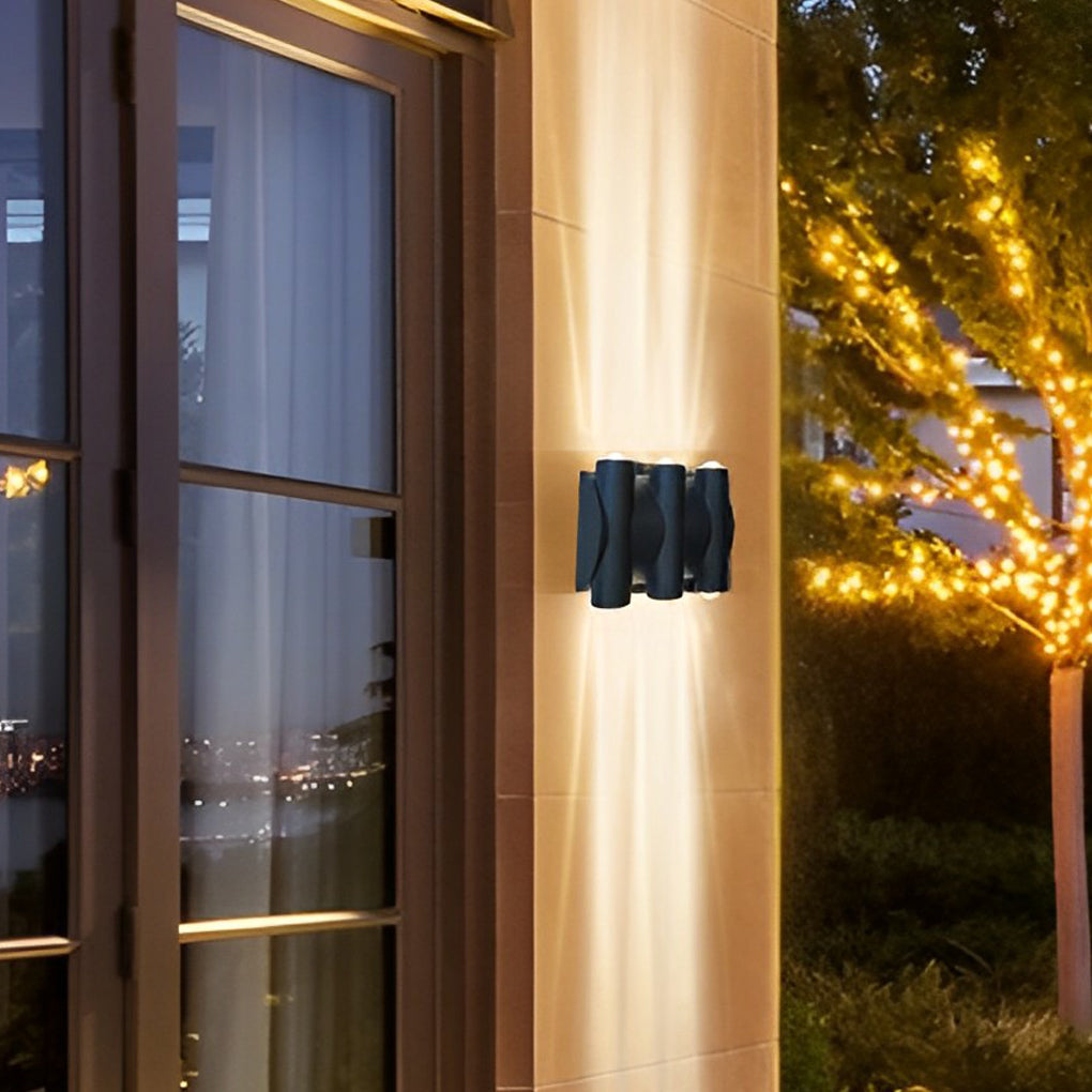 Modern Black LED Outdoor Wall Light Waterproof Up Down Washer Lamp