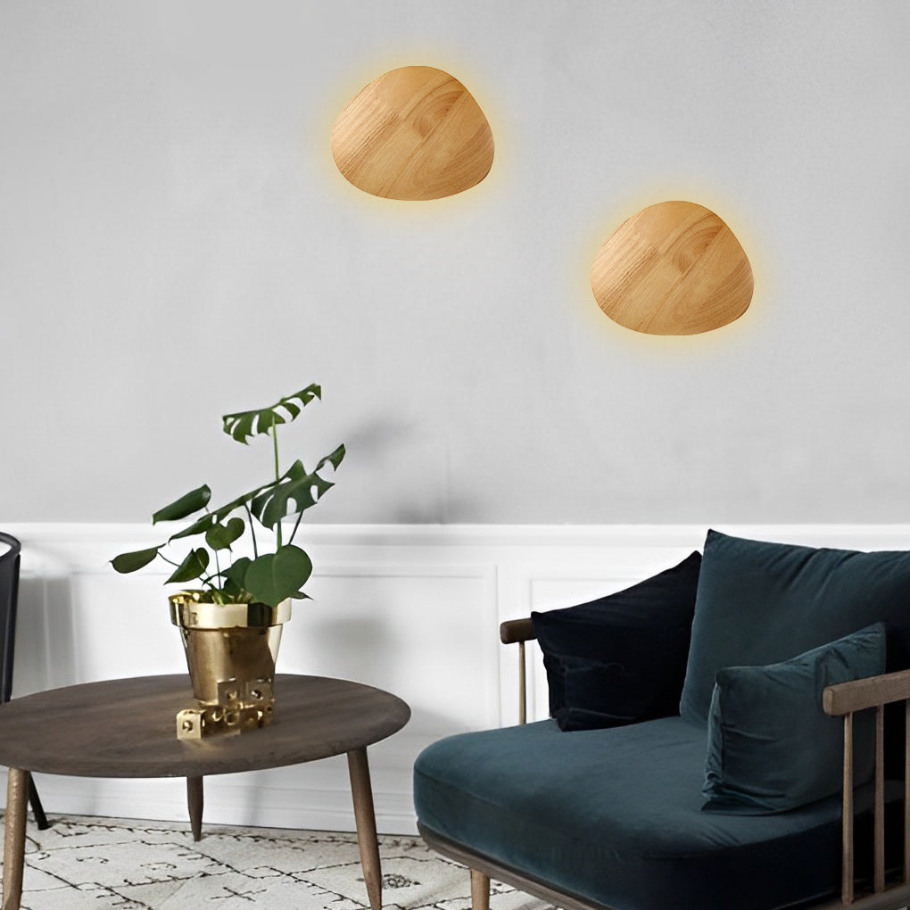Modern Oak Wood LED Wall Sconce – Round & Oval Design