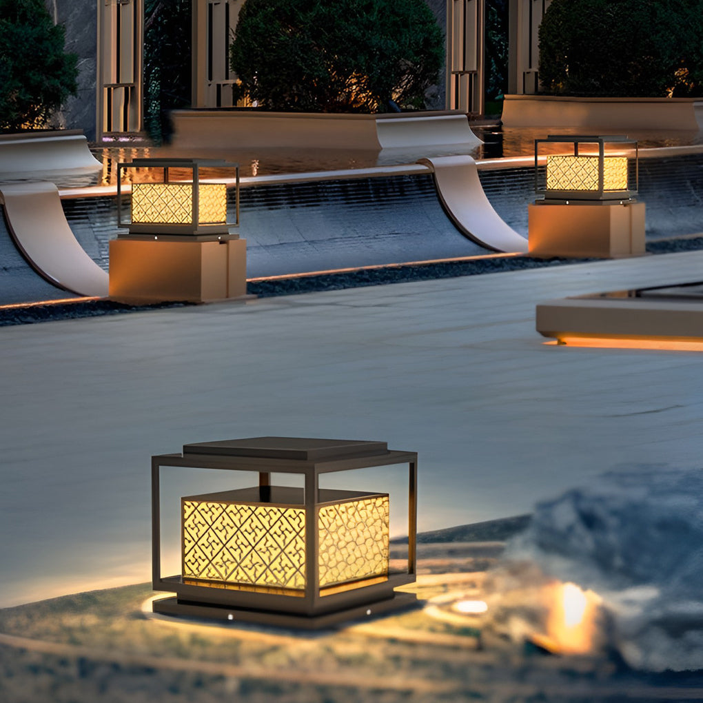 Square Solar Outdoor Fence Post Light - Waterproof IP65 Pillar Lamp