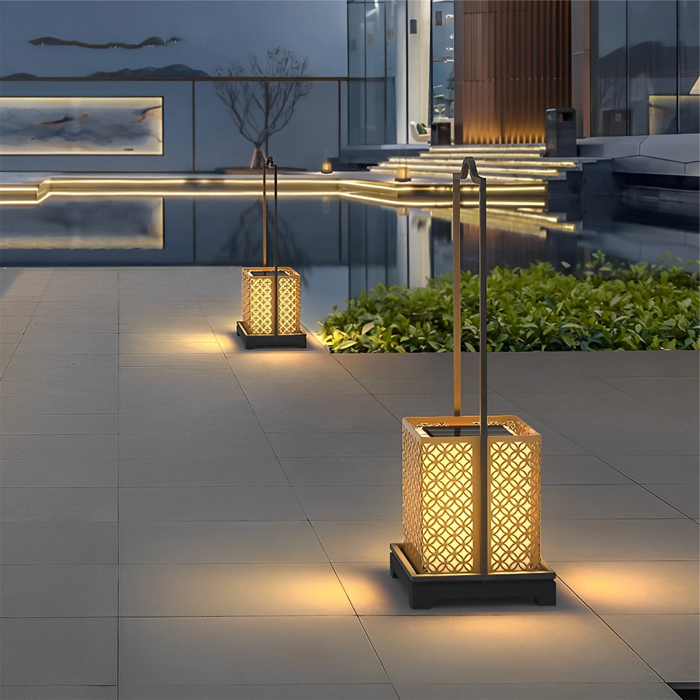 Modern Black LED Outdoor Solar Lawn Lamp with Waterproof Design