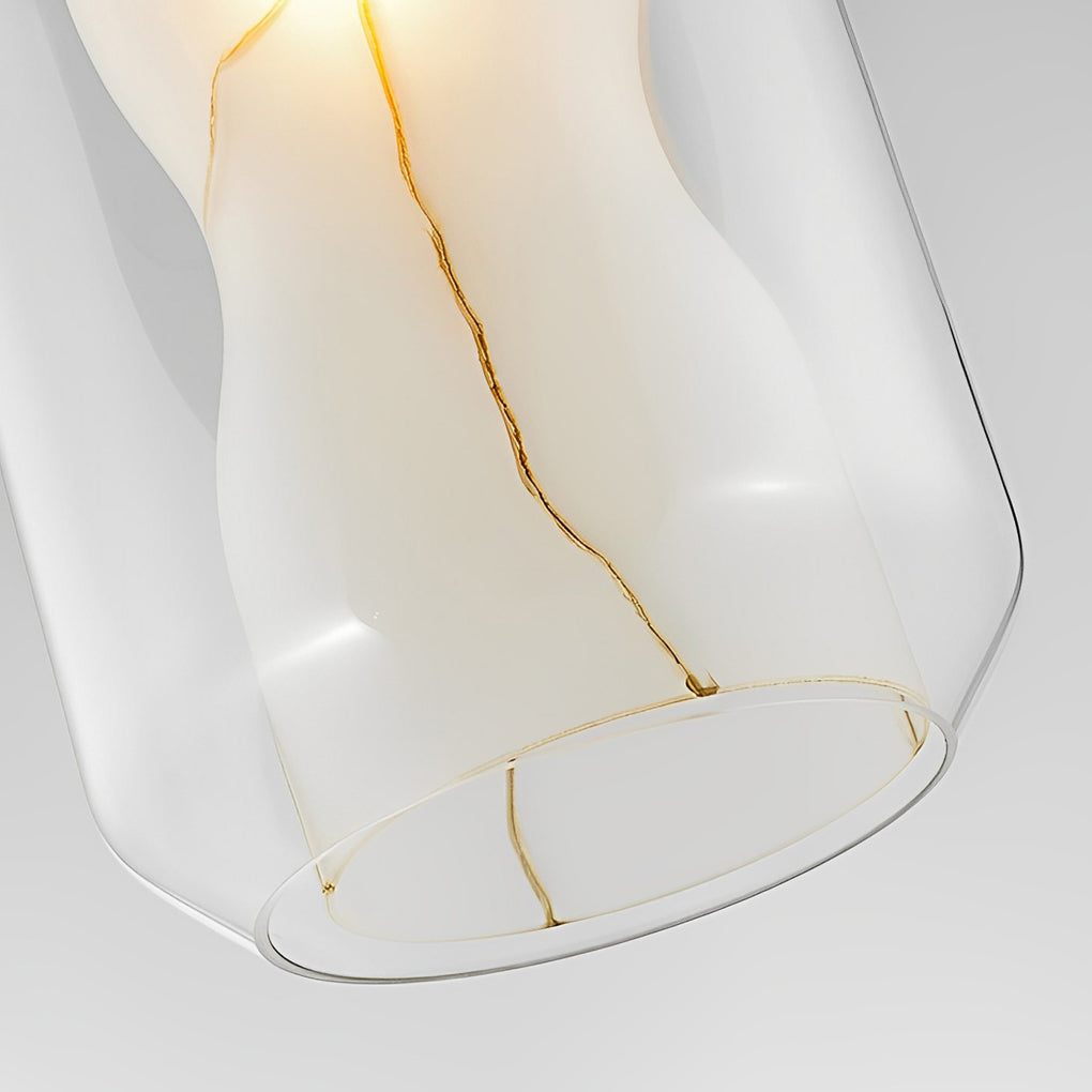 Double Glass Pendant Light Modern Marble Effect Chandelier