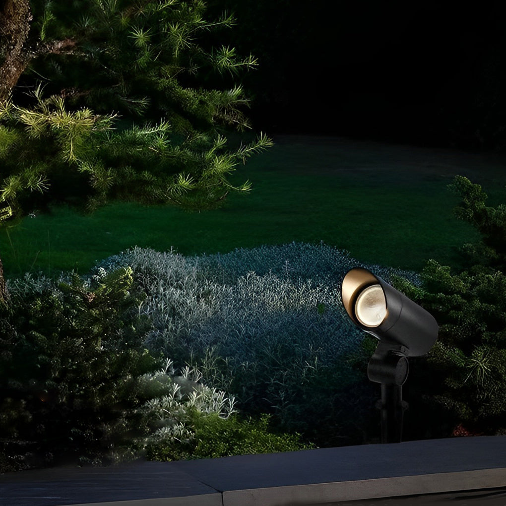 Modern Black Aluminum LED Outdoor Spotlight for Lawns & Gardens