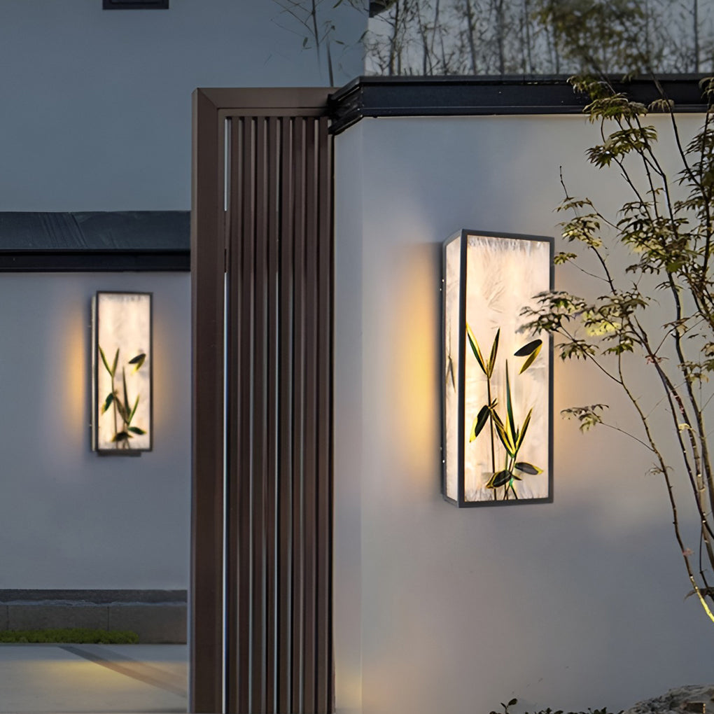 Vintage LED Outdoor Wall Sconce with Floral Acrylic Shade