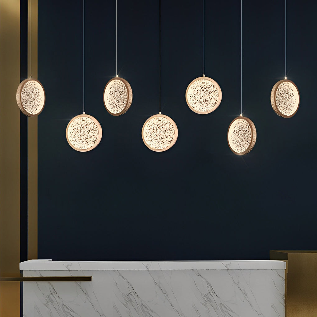 Modern Round Pendant Light with Iron & Acrylic Shade - 3-Step Dimming