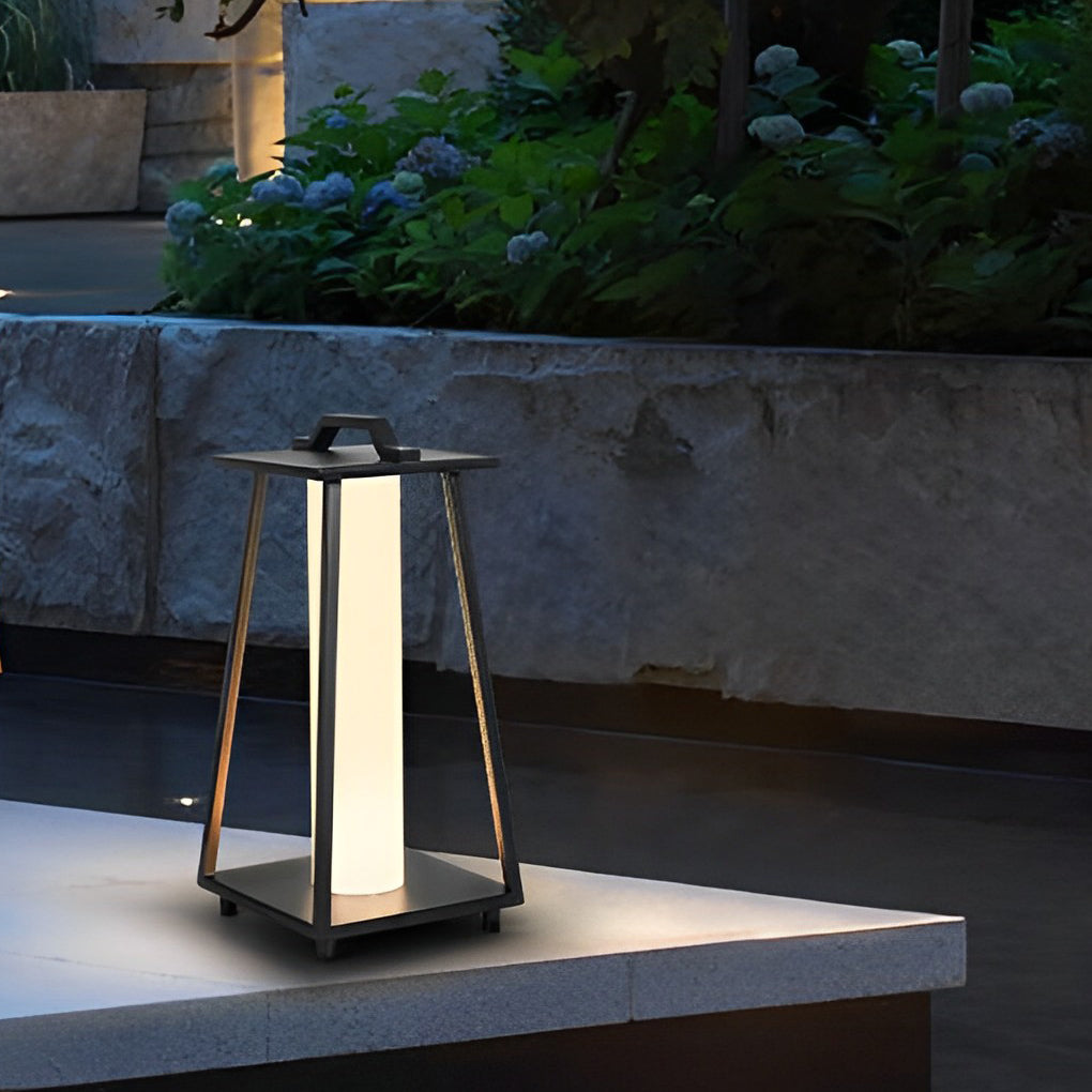 Modern Black LED Outdoor Floor Lamp with Handle – Portable Lantern