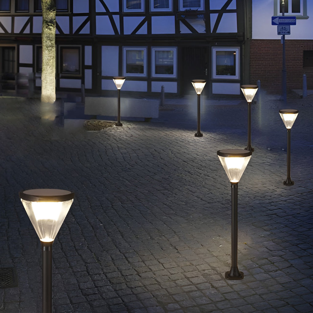 Modern Cone Solar LED Path Light - Outdoor Landscape Lighting