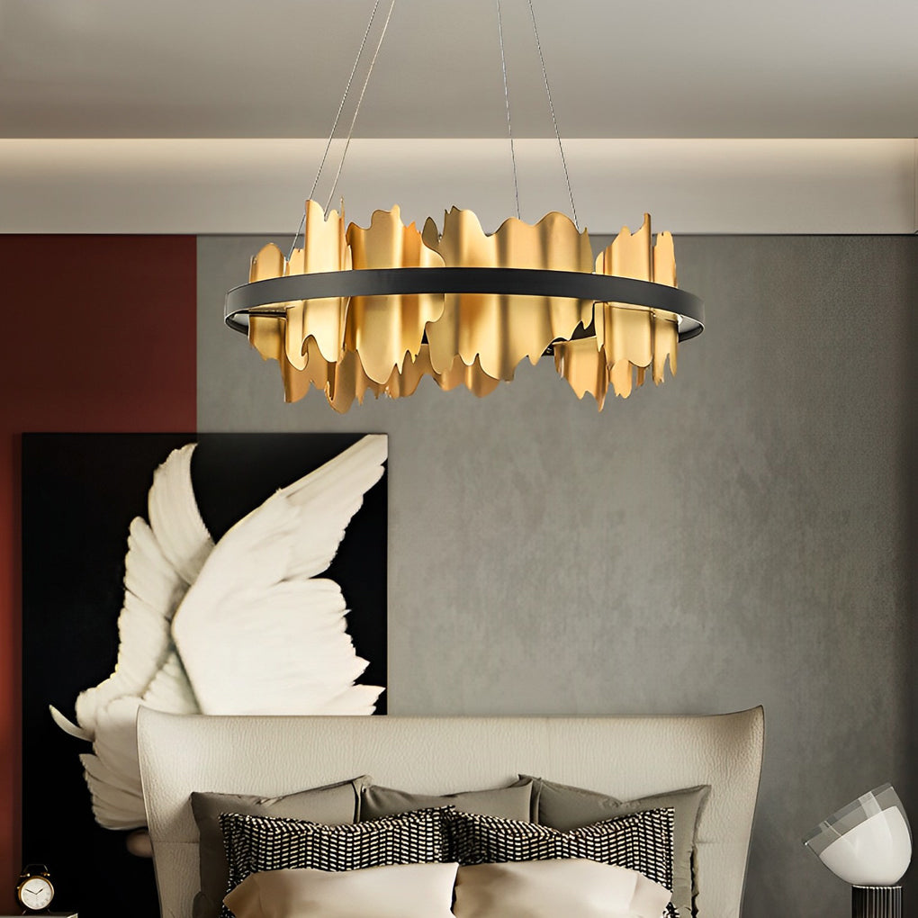 Modern Circular LED Chandelier with Stepless Dimming & Remote