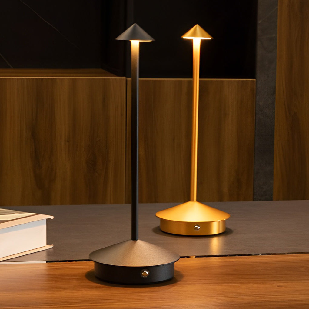 Cordless Mushroom Table Lamp - Modern Aluminum LED Touch Dimming