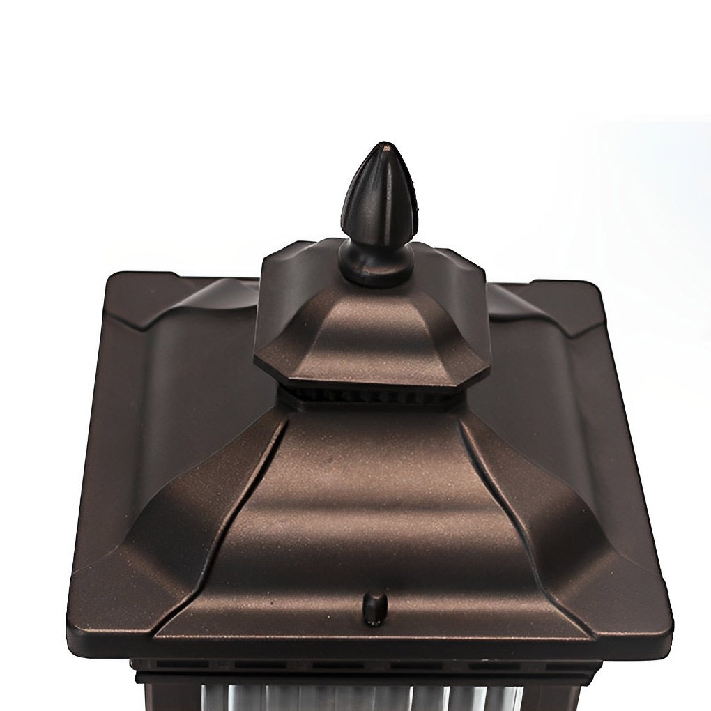 Retro Grille Glass Outdoor Solar Fence Post Light