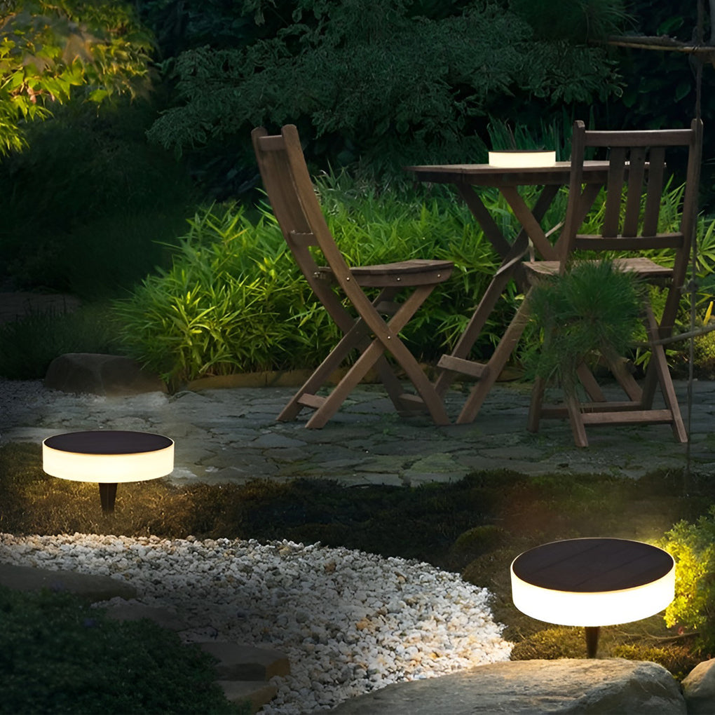 Solar LED Ground Lights Modern Waterproof Disk Landscape Lighting