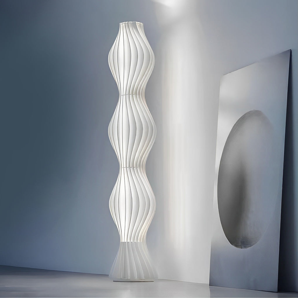 Modern Coastal Wavy Acrylic LED Floor Lamp White 68"