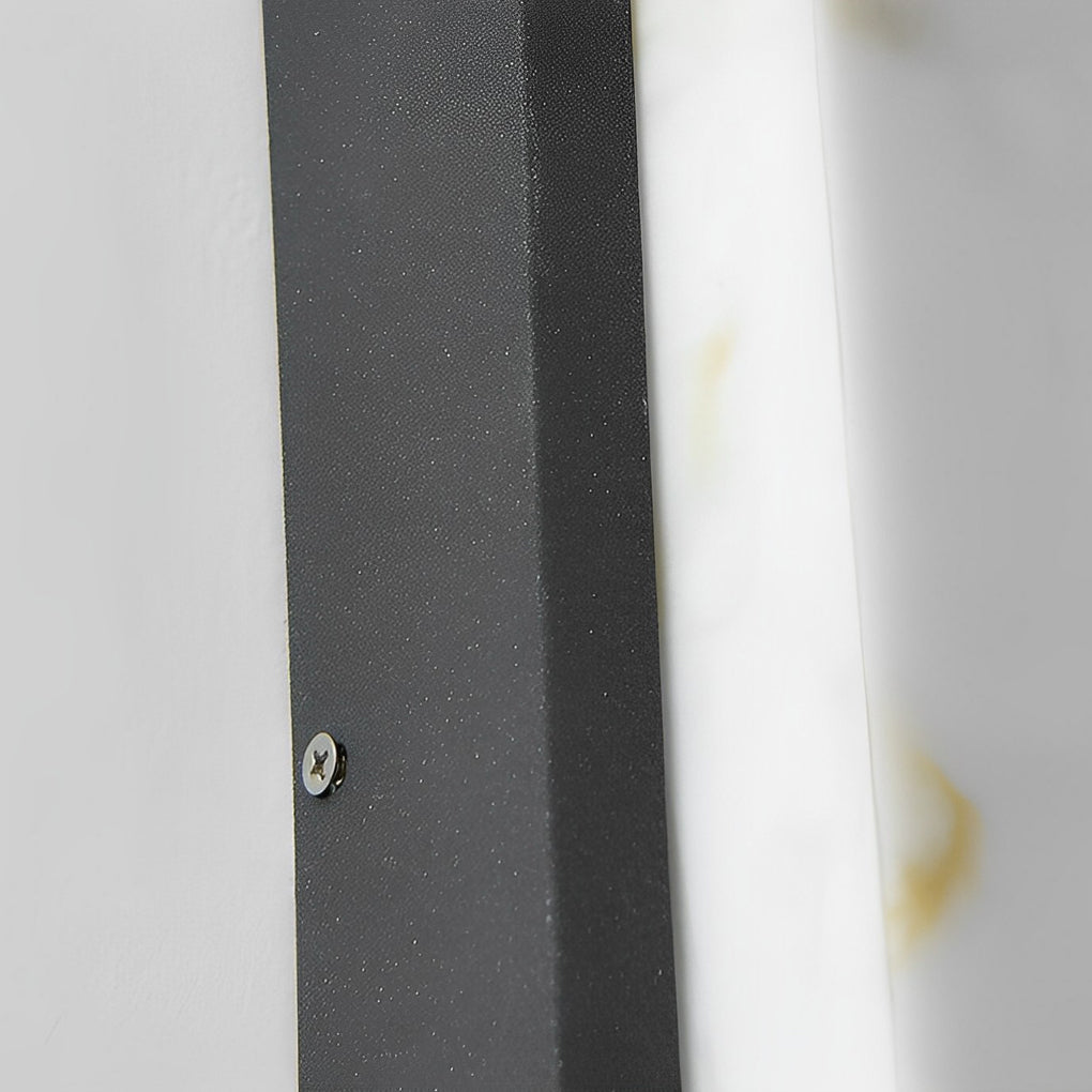 Modern Rectangular LED Outdoor Wall Light - Stainless Steel & Marble