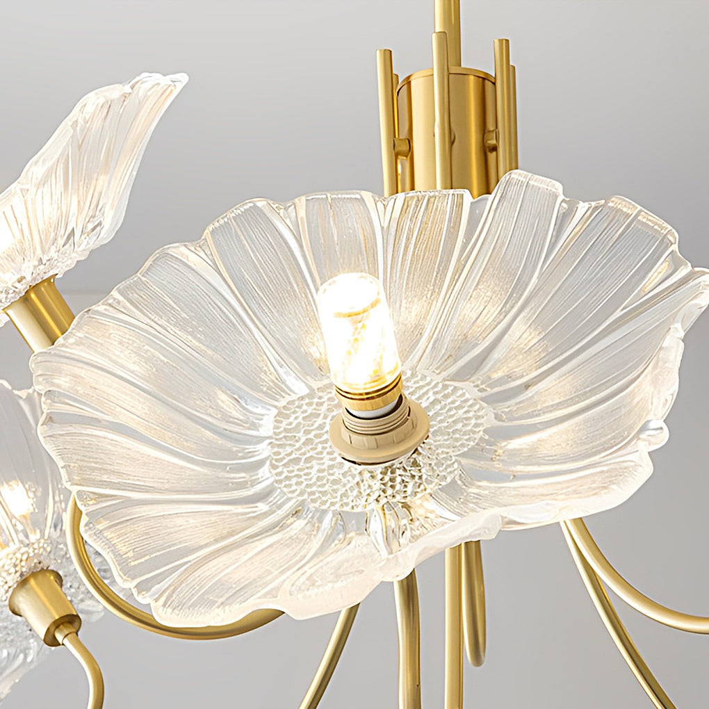 Flower Glass Shade Copper Chandelier – Modern Minimalist Design