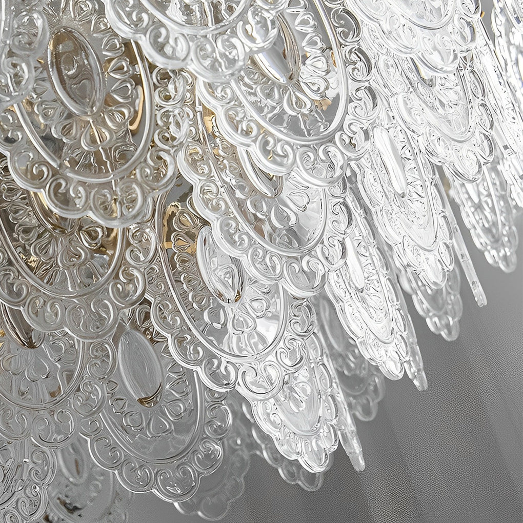 Modern Glass Chandelier with Pearl Accents & 3-Step Dimming