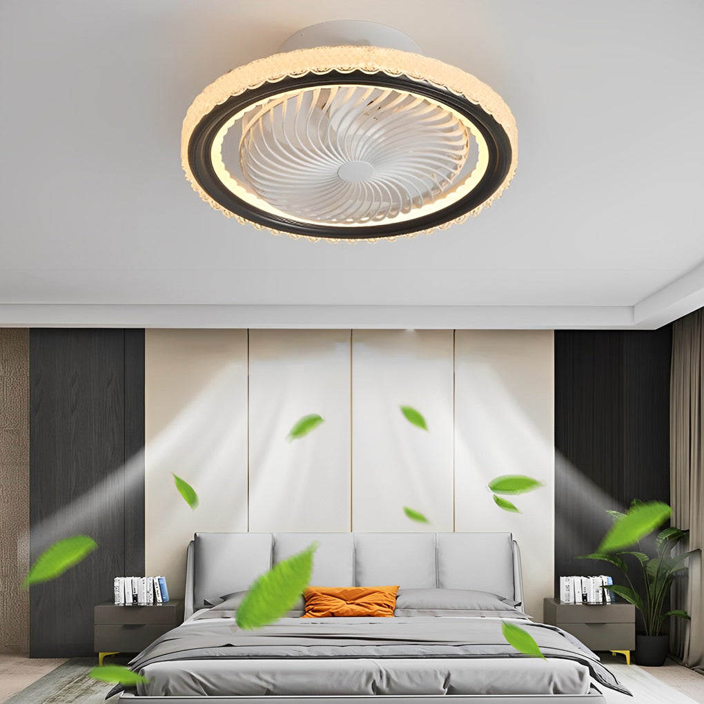 Modern Bladeless Ceiling Fan Light with Dimmable LED