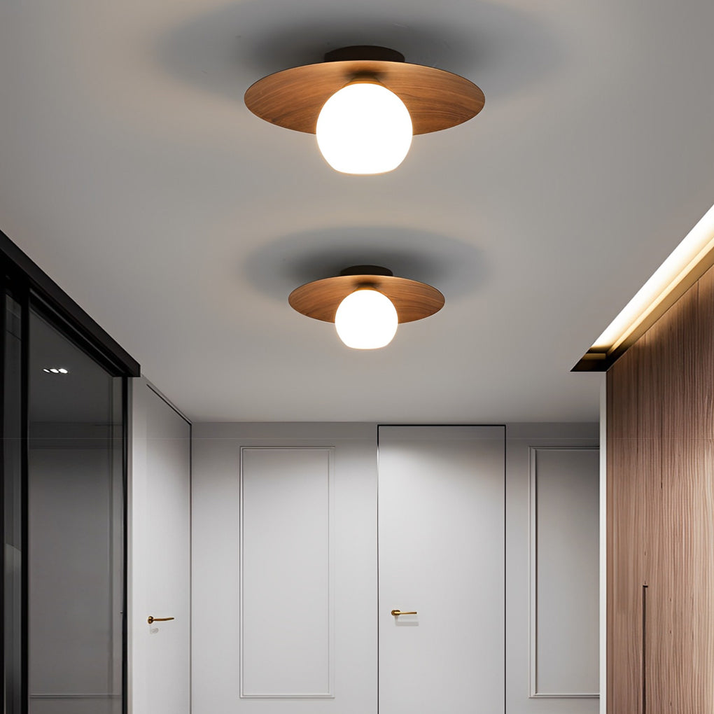 Modern Bowl LED Ceiling Light | Glass & Iron Flush Mount