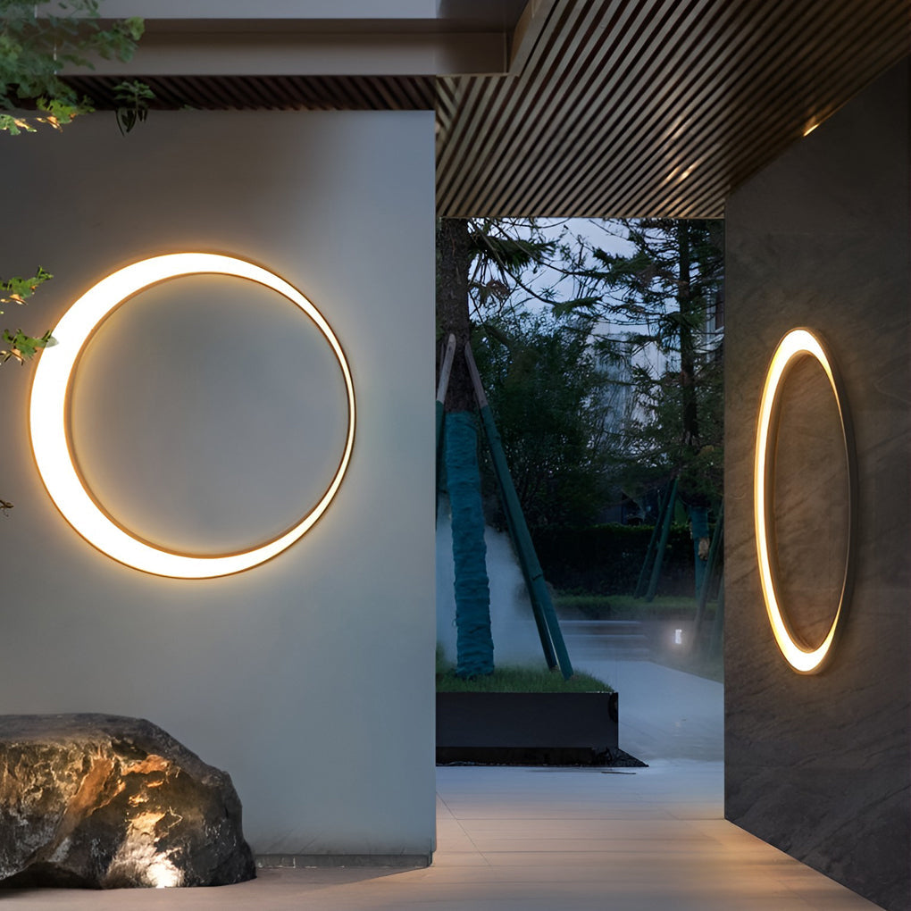 Modern Round Moon LED Outdoor Wall Light IP65 Waterproof