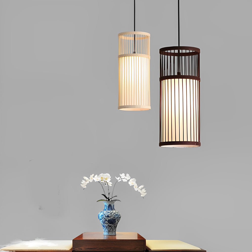 Hand-Woven Bamboo Pendant Light – Modern Farmhouse LED Ceiling Lamp