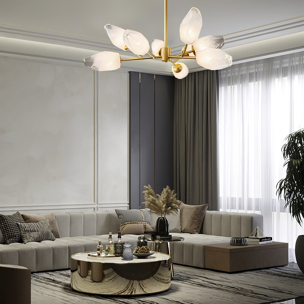 Modern Molecular Glass Chandelier Gold Electroplated LED Sputnik