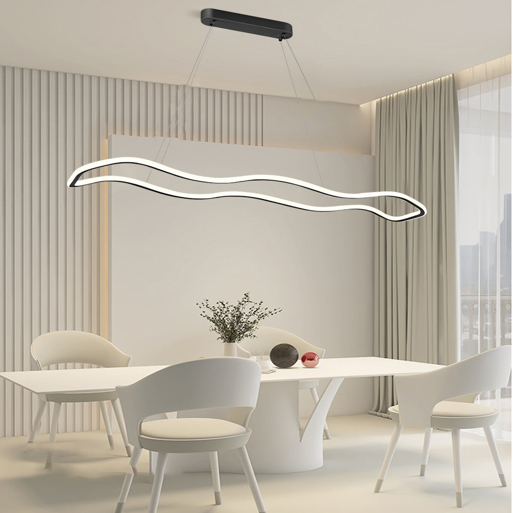 Wave Circular LED Pendant Light Modern Metal Chandelier