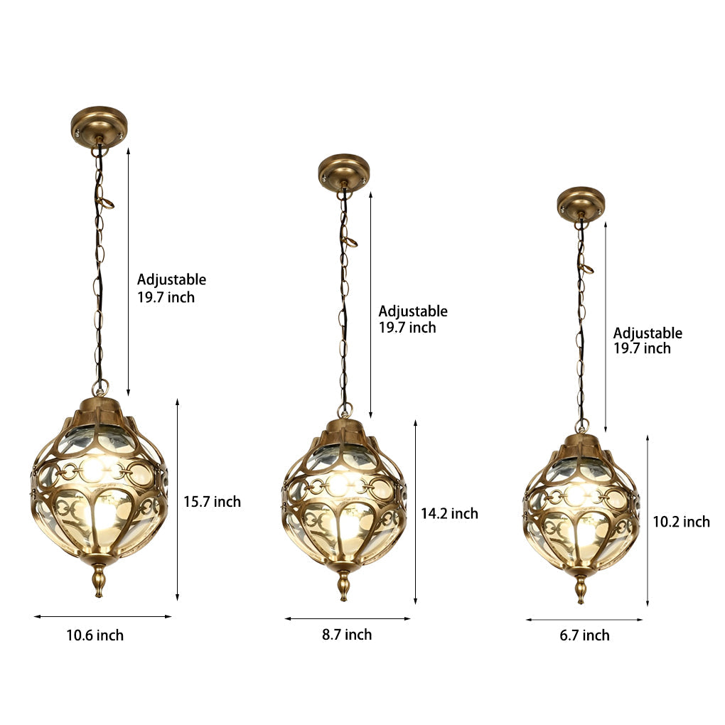 Waterproof Glass Ball Outdoor Pendant Light - Aluminum Frame