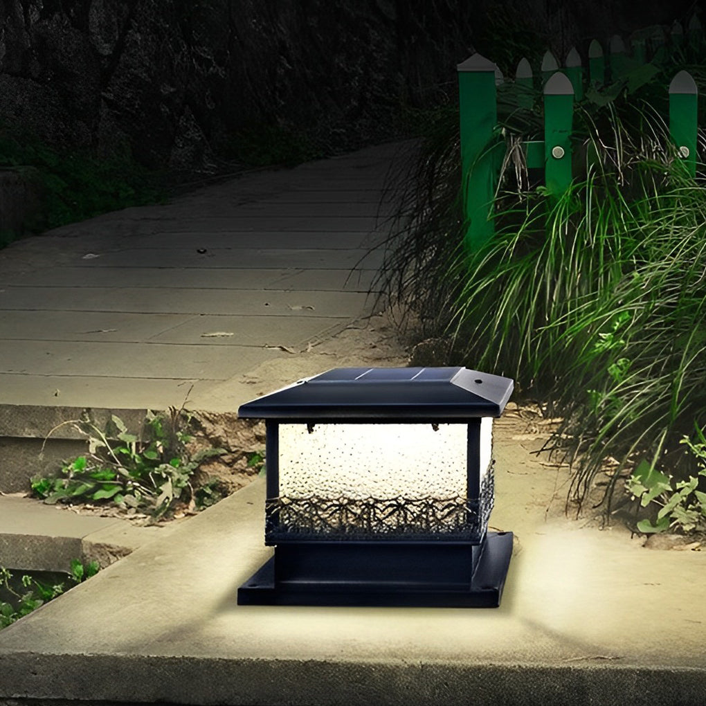 Modern Solar LED Fence Post Light - Waterproof Metal Outdoor Lighting