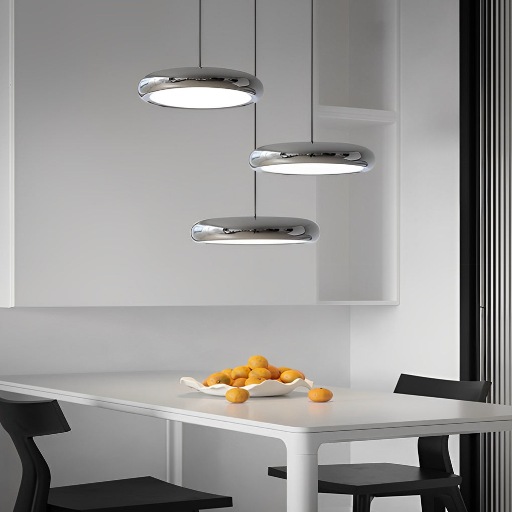 Round Mirrored Aluminum LED Pendant Light - Modern Minimalist
