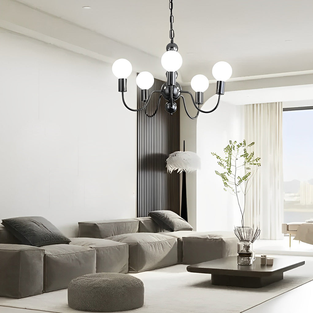 Glass Ball Shade Chandelier – Modern Minimalist Multi-Light Design