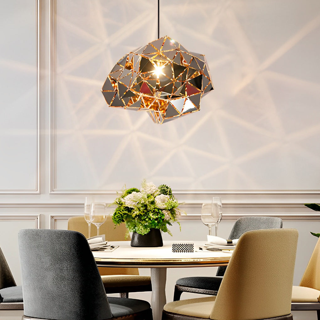 Modern Hollow Stainless Steel Pendant Light - Geometric Design