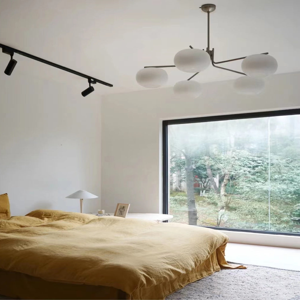 5-Light Glass Chandelier with 3-Step Dimming LED Nordic Hanging Lamp