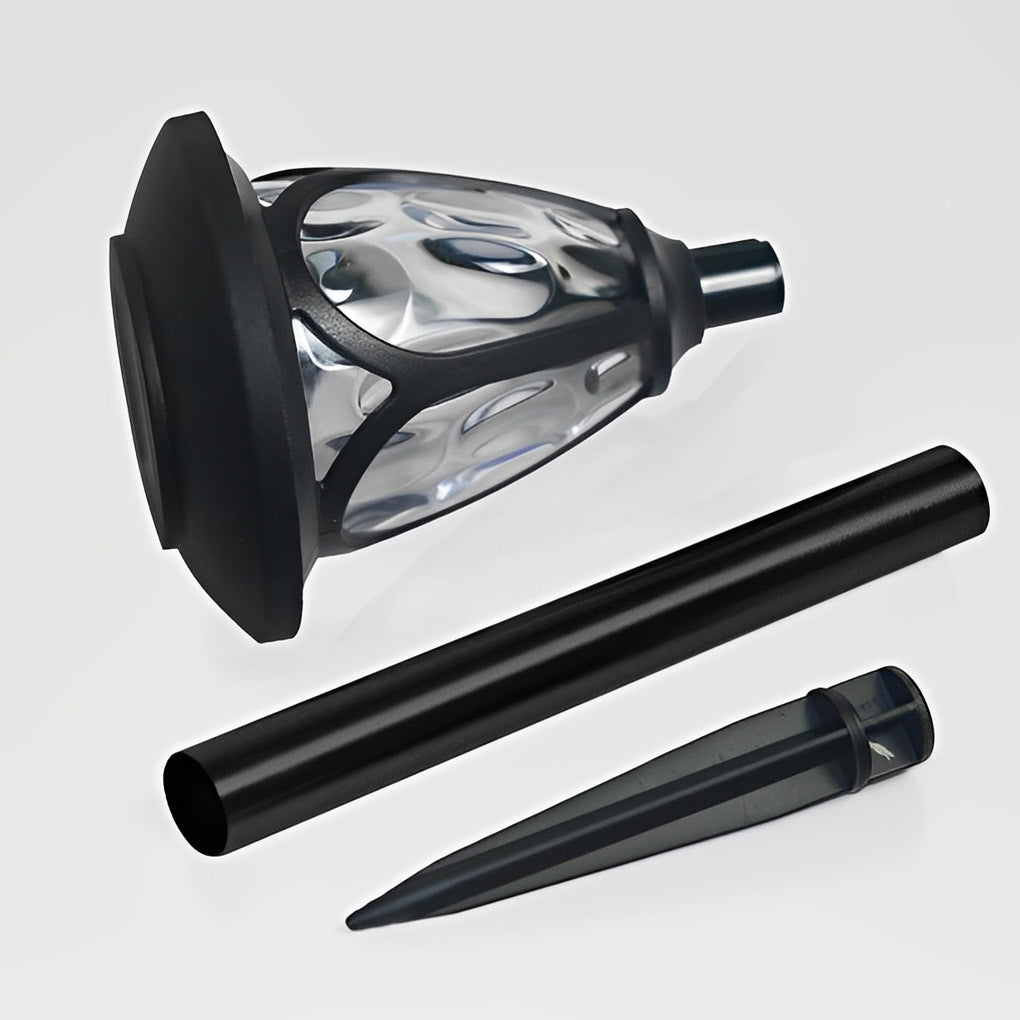 Solar LED Lawn Lamp Set with Black Glass Shade (2 Pack)